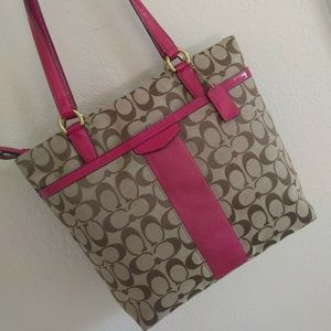 Sold New Pink Coach Signature Hobo Bag Khaki